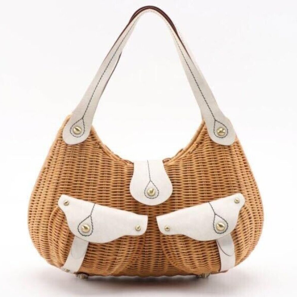 New Vintage SAVOY Wicker and Leather Handbag - NWT